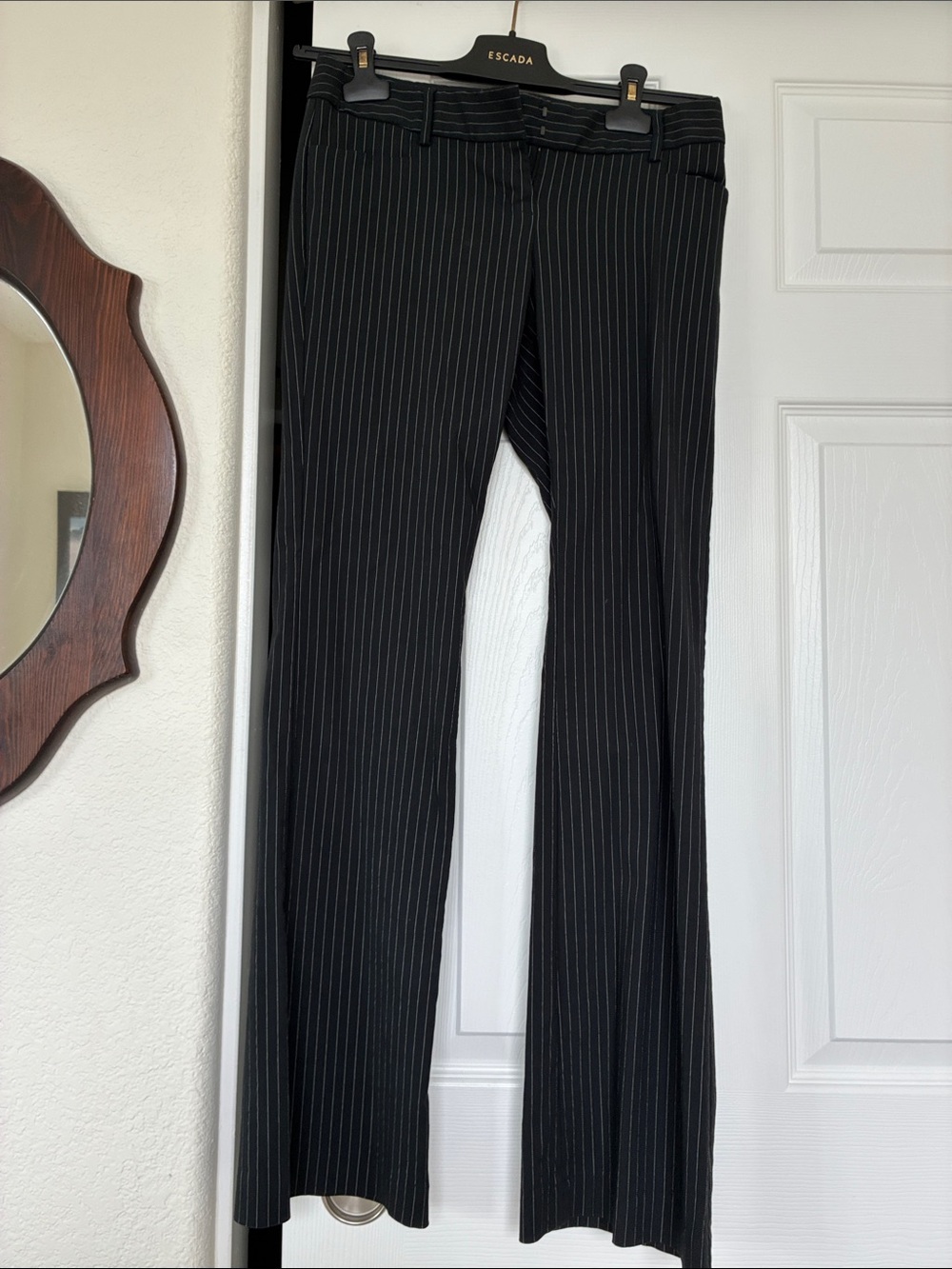 Express Y2K Lowrise Black Pinstripe Trouser Pants